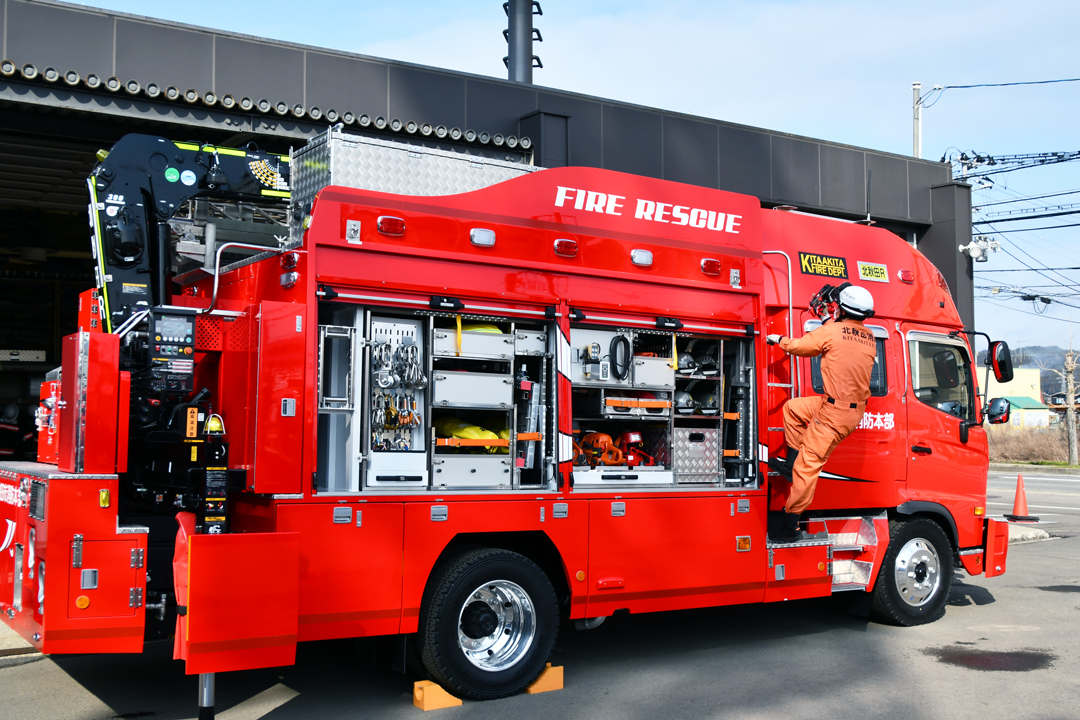 1/150　ポンプ付き救助車 北秋田市消防本部・消防署「消防ポンプ付救助工作車」更新 | 北秋田市